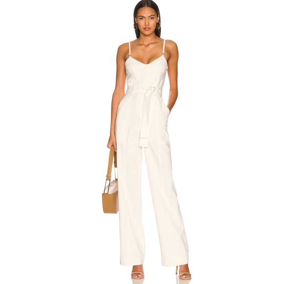 A.L.C. Mila Frank Jumpsuit in Ivory White Tie Waist Size 4 NEW - Picture 1 of 7